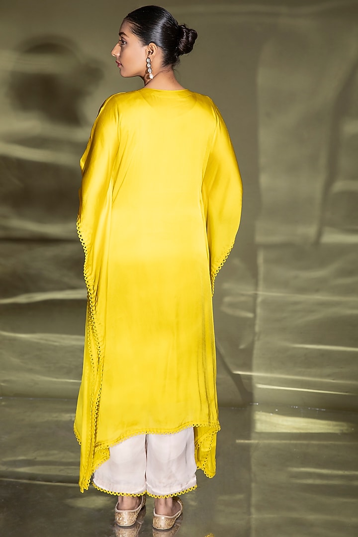 Yellow Embroidered Kaftan Set by Miku Kumar at Pernia's Pop Up Shop