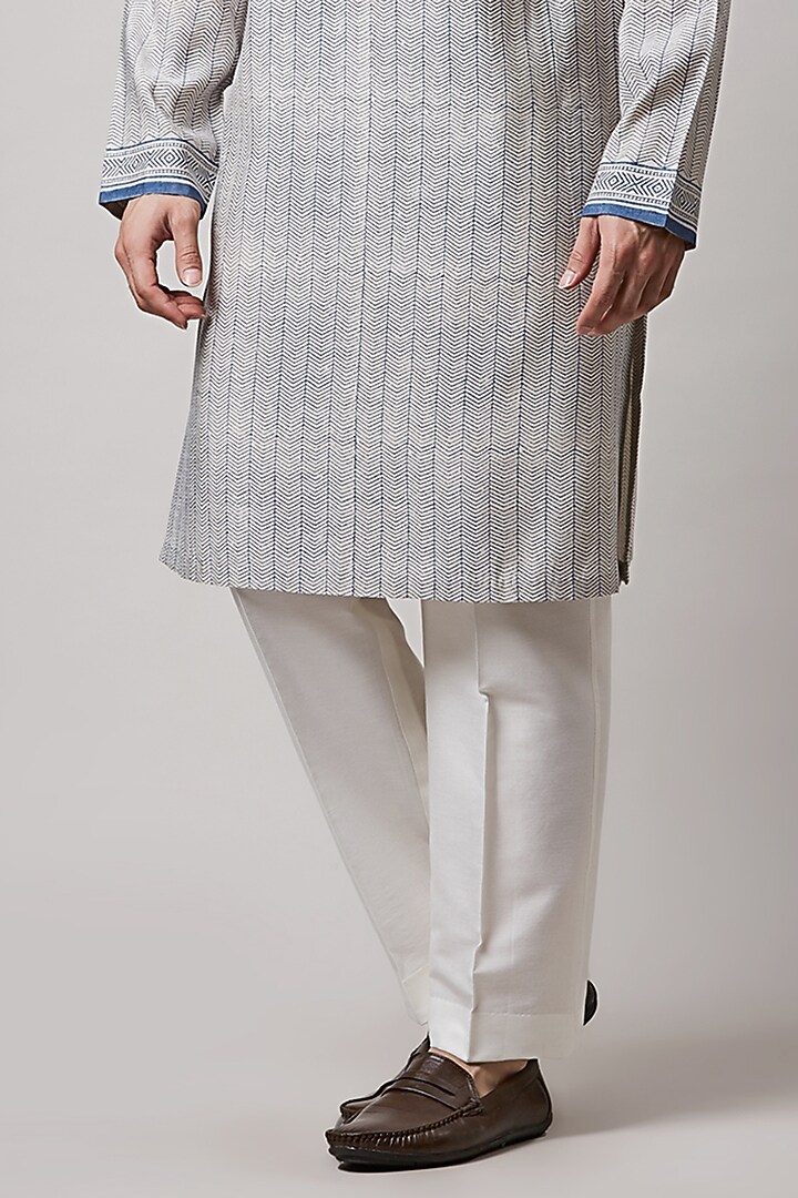Light Fawn Cotton Silk Hand Block Printed Kurta Set For Boys by Sanjev Marwaaha Kids at Pernia's Pop Up Shop