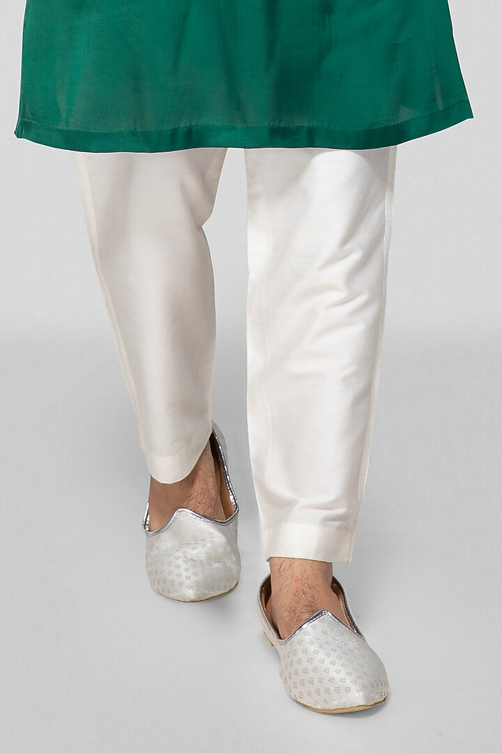 Green Modal Sequin & Bead Embroidered Kurta Set For Boys by Sanjev Marwaaha Kids at Pernia's Pop Up Shop