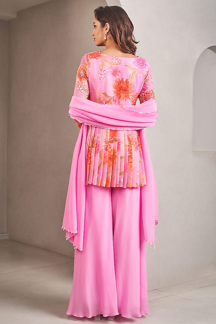 Lavender Georgette Palazzo Pant Set by Sammohi By Moksha & Hiral at Pernia's Pop Up Shop