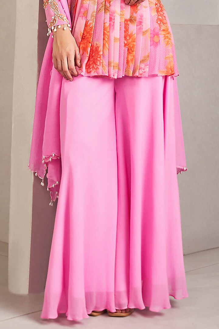 Lavender Georgette Palazzo Pant Set by Sammohi By Moksha & Hiral at Pernia's Pop Up Shop