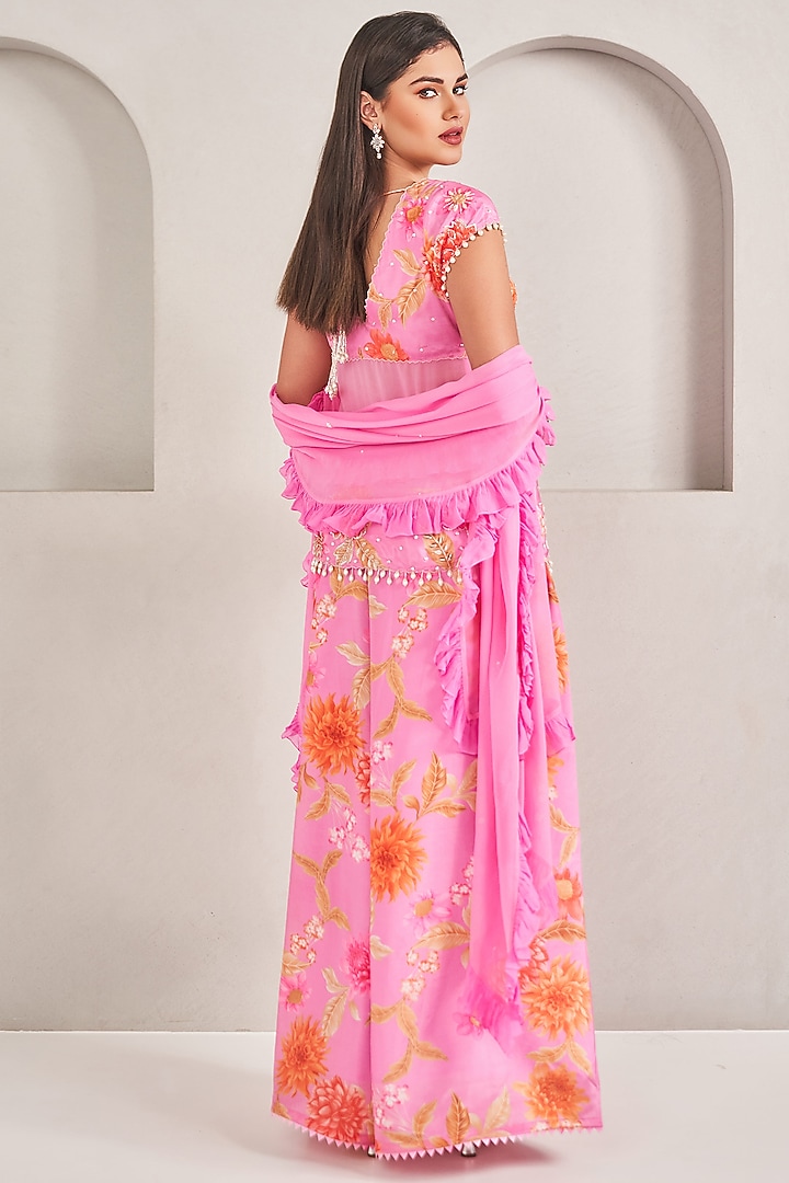 Lavender Crepe Silk Floral Printed Palazzo Pant Set by Sammohi By Moksha & Hiral at Pernia's Pop Up Shop