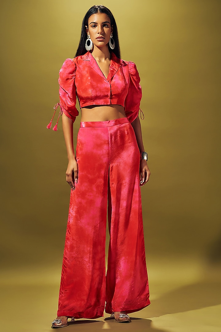 Pink Crepe Silk Co-Ord Set by Sammohi By Moksha & Hiral