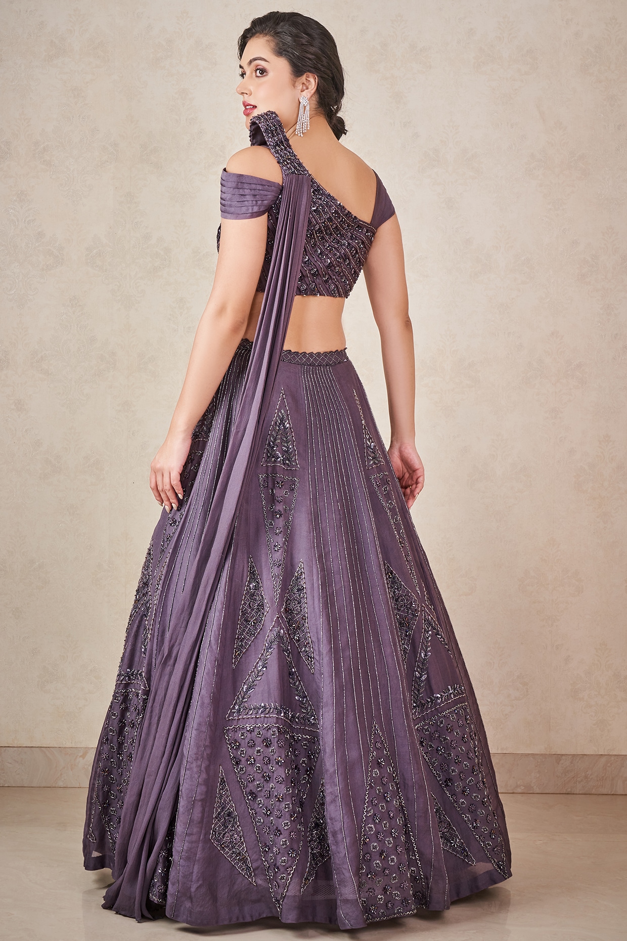 Lehenga Choli with Heavy Silver Embroidery - Purple | | Chiro's By Jigyasa