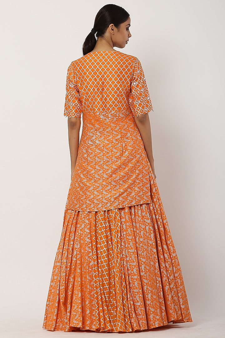 Orange Chanderi Silk Kurta Set by Seema Nanda at Pernia's Pop Up Shop