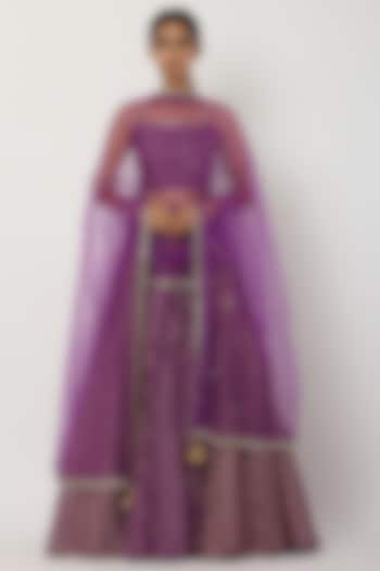 Purple Chanderi Silk Lehenga Set by Seema Nanda at Pernia's Pop Up Shop
