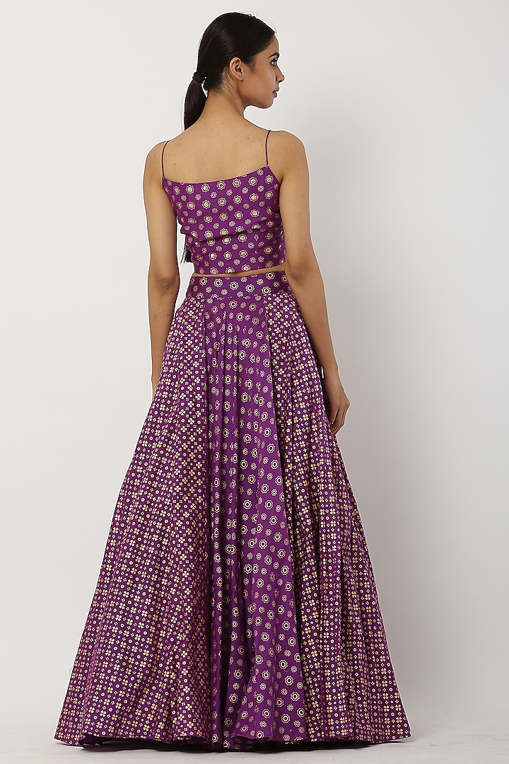 Purple Chanderi Silk Lehenga Set by Seema Nanda at Pernia's Pop Up Shop