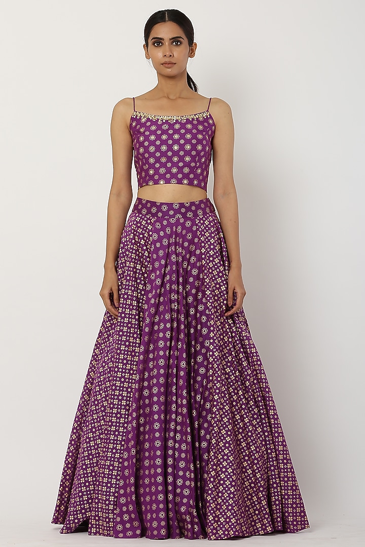Purple Chanderi Silk Lehenga Set by Seema Nanda at Pernia's Pop Up Shop