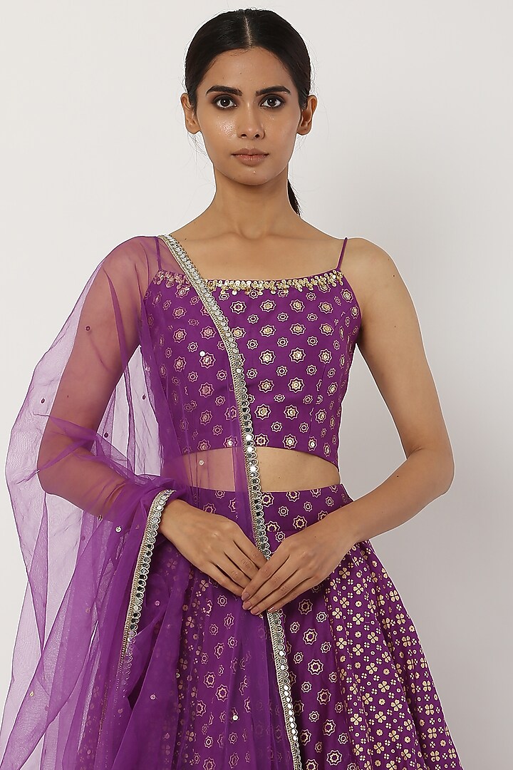 Purple Chanderi Silk Lehenga Set by Seema Nanda at Pernia's Pop Up Shop