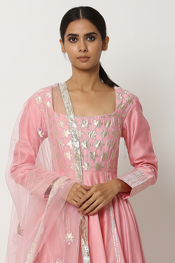 Light Pink Kalidar Kurta Set by Seema Nanda at Pernia's Pop Up Shop
