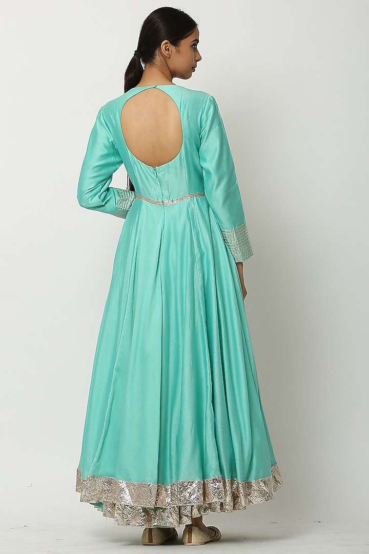Sea Green Kalidar Kurta Set by Seema Nanda at Pernia's Pop Up Shop
