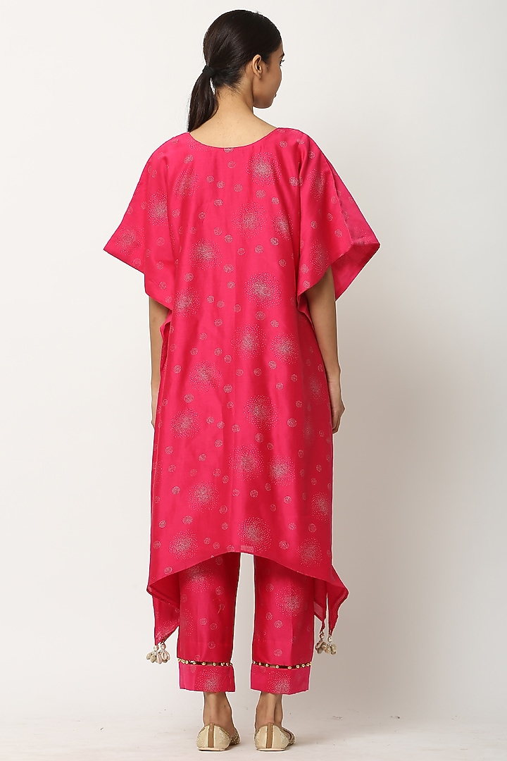 Hot Pink Gota Patti Kaftan Set by Seema Nanda at Pernia's Pop Up Shop