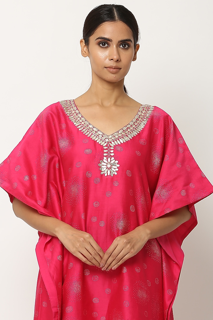 Pink Color Pure Gaji Silk Kaftan with Gotta Patti  Tassels main image 0
