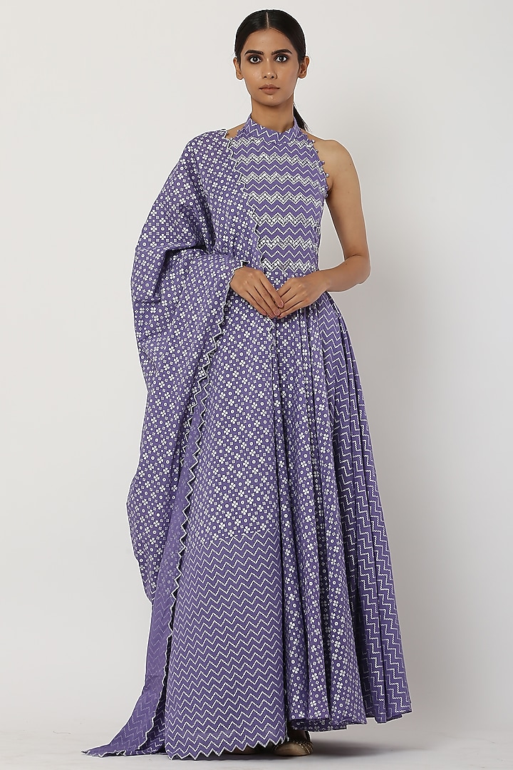 Deep Lavender Kalidar Anarkali Set by Seema Nanda at Pernia's Pop Up Shop