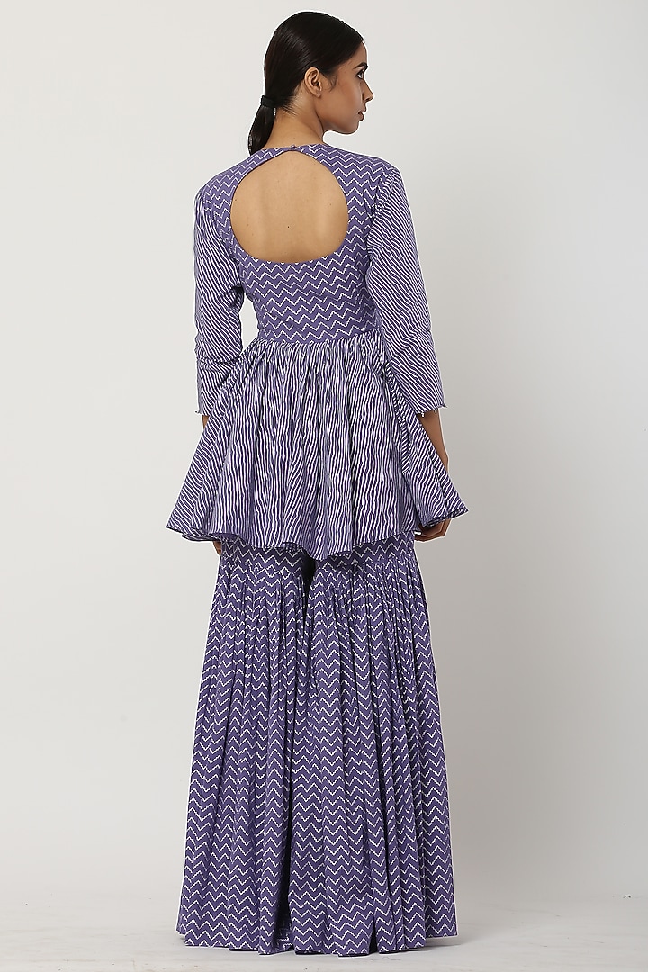 Deep Lavender Cotton Mul Party Wear Sharara Set by Seema Nanda at Pernia's Pop Up Shop