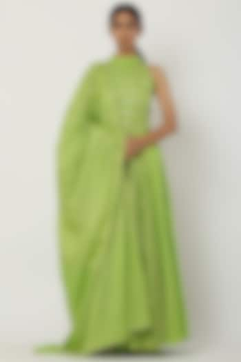 Bright Green Kalidar Anarkali Set by Seema Nanda at Pernia's Pop Up Shop