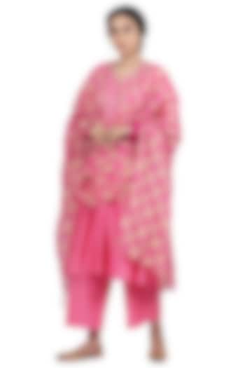Pink Chanderi Silk Kurta Set by Seema Nanda