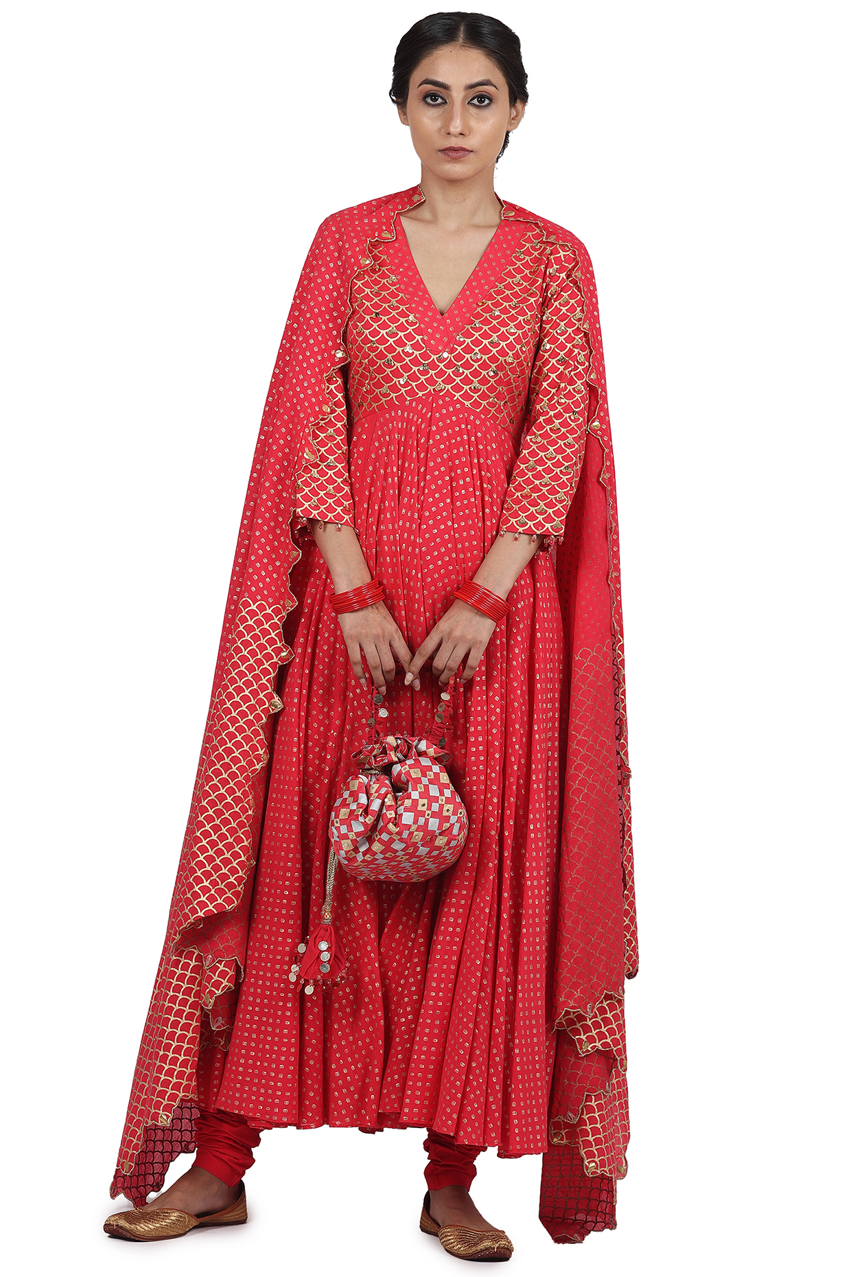 Strawberry Printed Kalidar Party Wear Anarkali Set by Seema Nanda at Pernia's Pop Up Shop