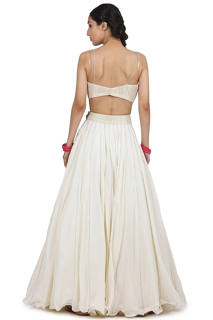 Ivory Cotton Mul Lehenga Set by Seema Nanda at Pernia's Pop Up Shop