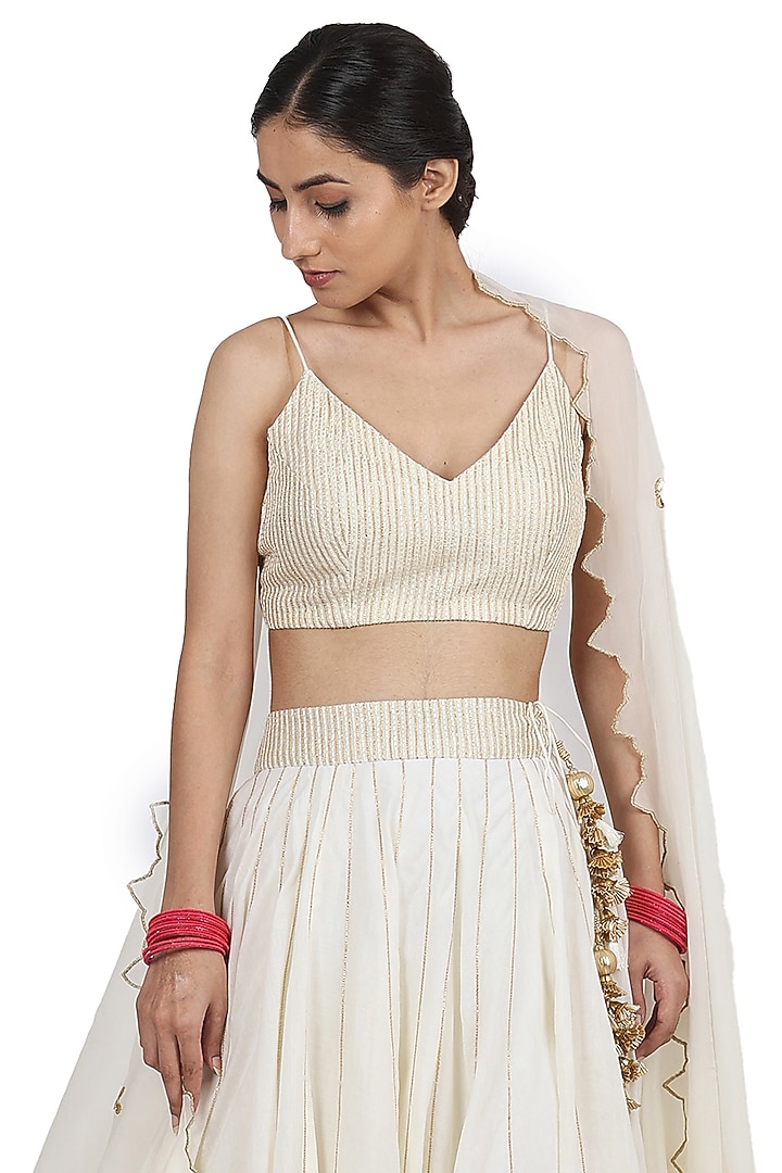 Ivory Cotton Mul Lehenga Set by Seema Nanda at Pernia's Pop Up Shop