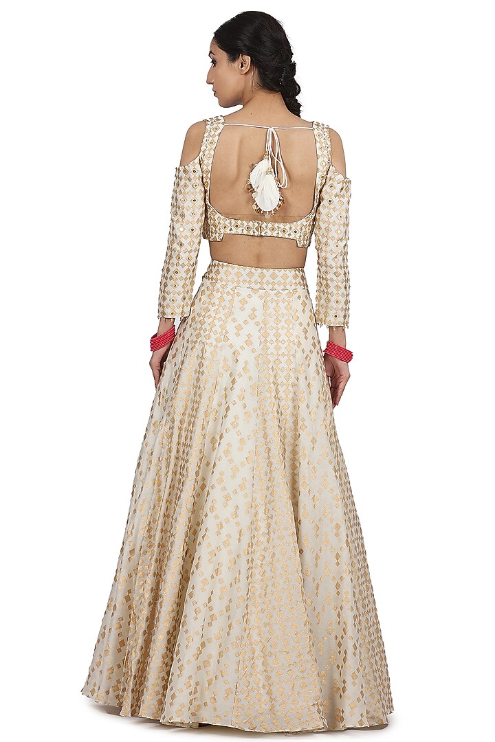 Ivory Printed Wedding Lehenga Set by Seema Nanda at Pernia's Pop Up Shop