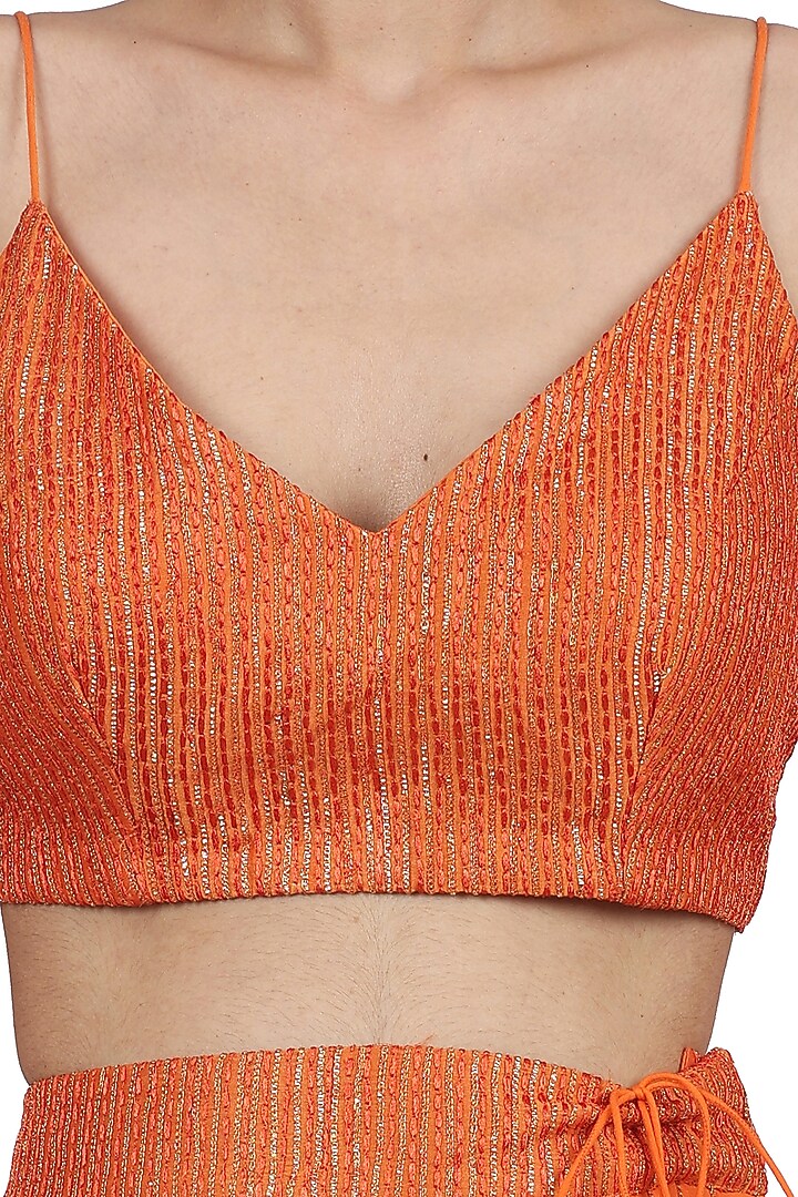 Orange Cotton Mul Lehenga Set by Seema Nanda at Pernia's Pop Up Shop