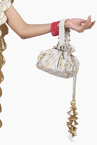 Ivory Printed Potli by Seema Nanda