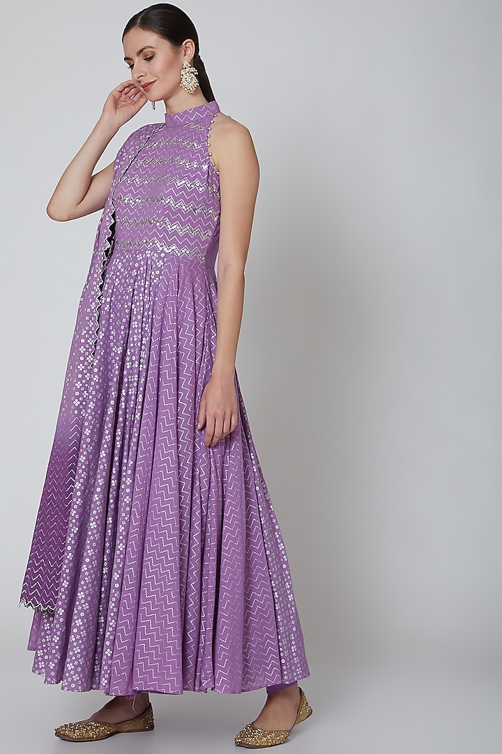 Purple Embroidered Anarkali Set by Seema Nanda