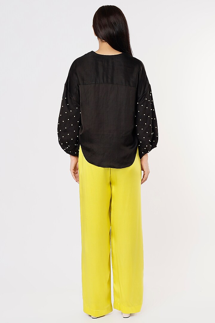 Black Embroidered Top by Mayu Kothari at Pernia's Pop Up Shop