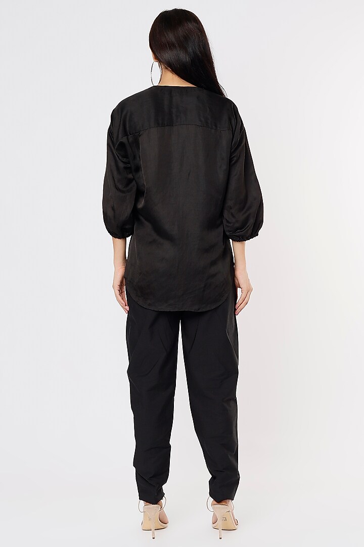 Black Satin Top by Mayu Kothari at Pernia's Pop Up Shop