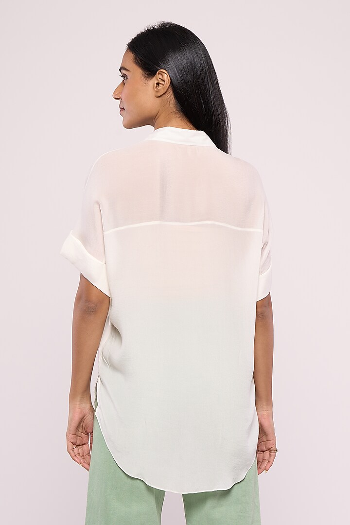 White Pure Crepe Embroidered Shirt by Mayu Kothari at Pernia's Pop Up Shop
