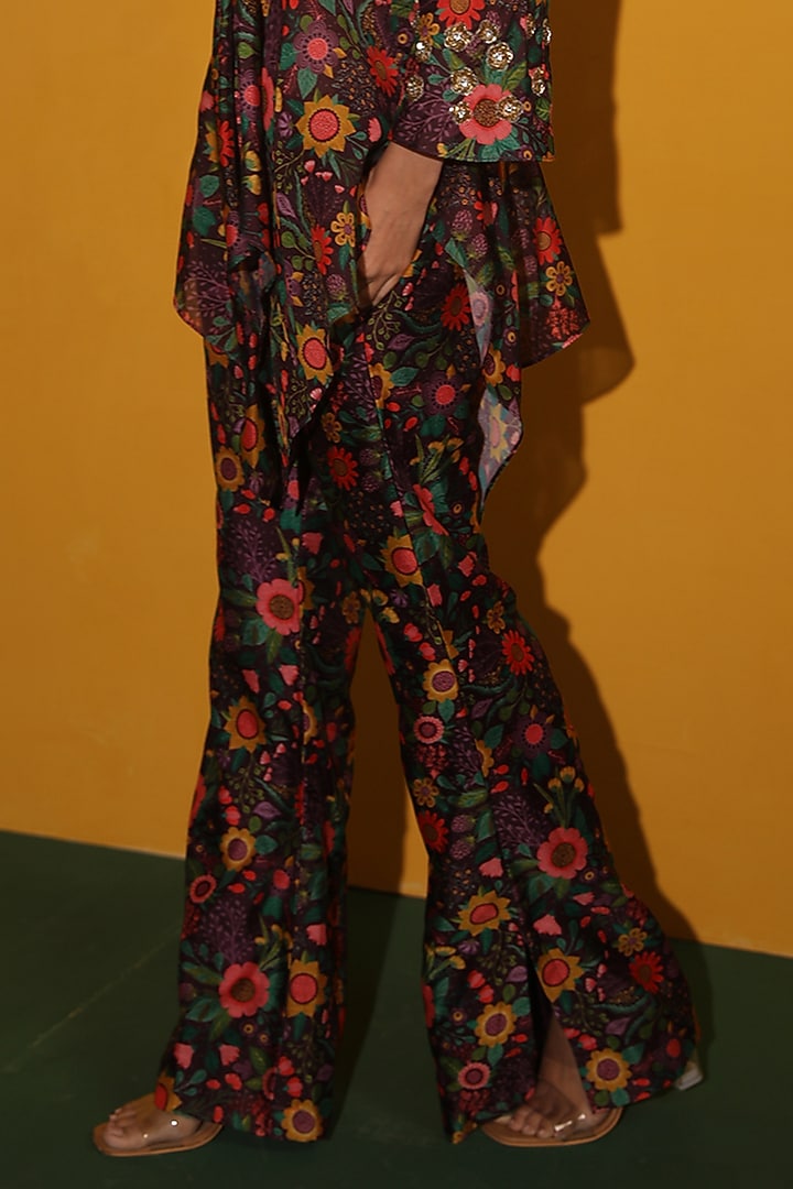 Purple Georgette Printed Jacket Set by Miku Kumar at Pernia's Pop Up Shop