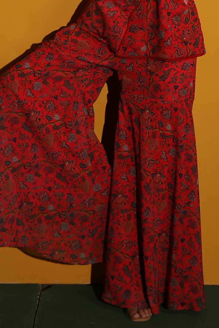 Red Georgette Jacket Set by Miku Kumar at Pernia's Pop Up Shop