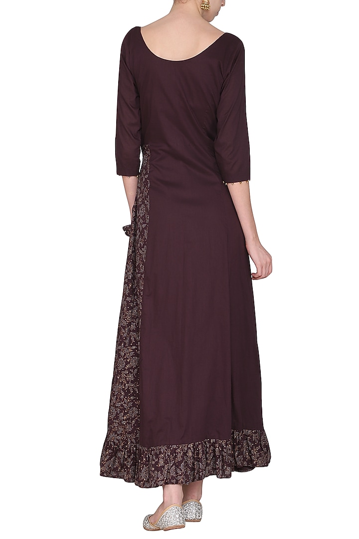 Maroon embroidered maxi dress with dupatta available only at Pernia's Pop Up Shop.