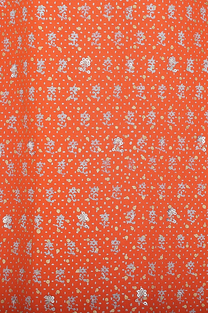 Orange short embroidered kurta set available only at Pernia's Pop Up Shop.