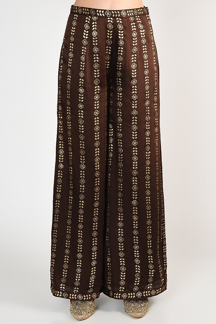 Mint Green Hand Embroidered & Printed Palazzo Pants Set by Salian By Anushree at Pernia's Pop Up Shop