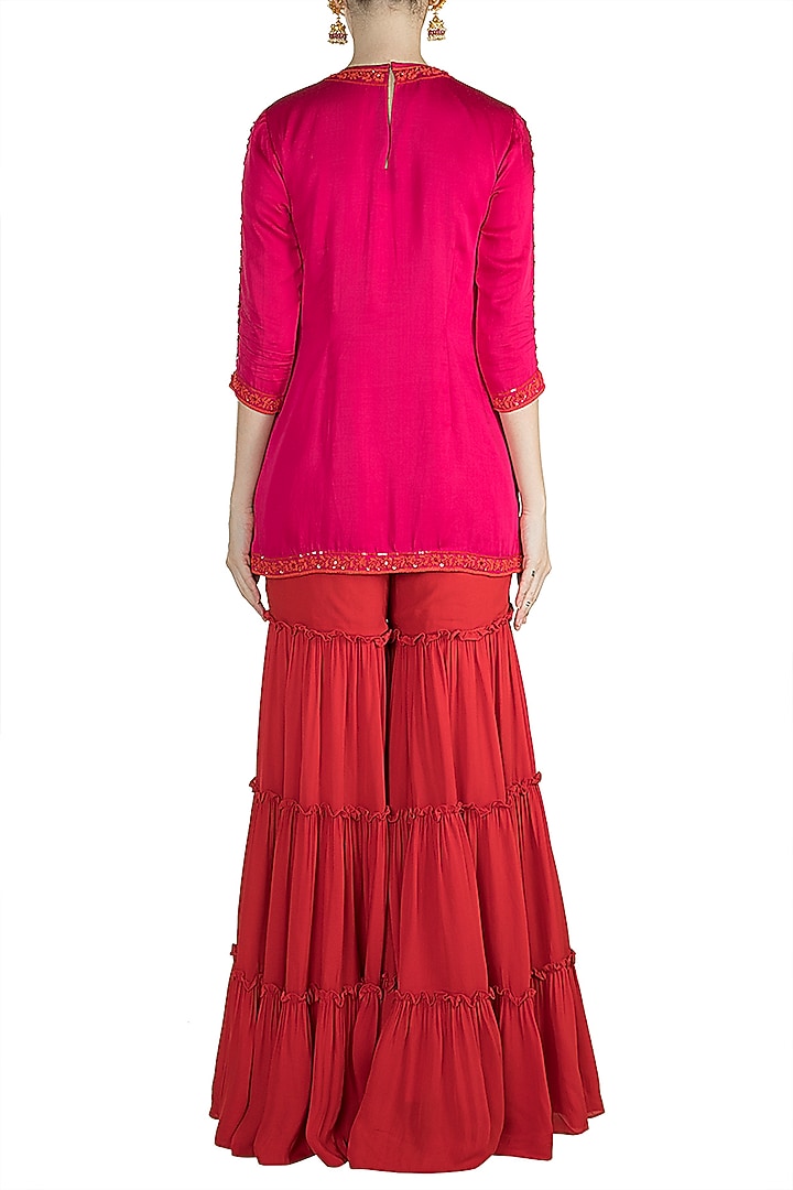 Pink Embroidered Gharara Set by Salian by Anushree at Pernia's Pop Up Shop