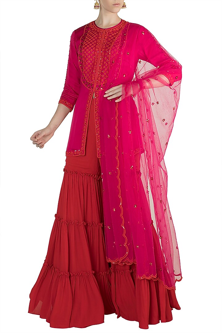 Pink Embroidered Gharara Set by Salian by Anushree at Pernia's Pop Up Shop