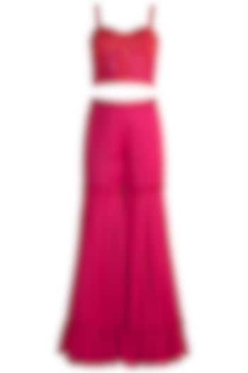 Red Embroidered Gharara Set by Salian by Anushree at Pernia's Pop Up Shop