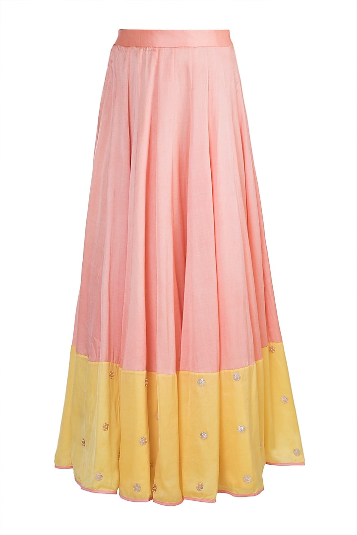 Peach Embroidered & Printed Wedding Lehenga Set by Salian by Anushree at Pernia's Pop Up Shop