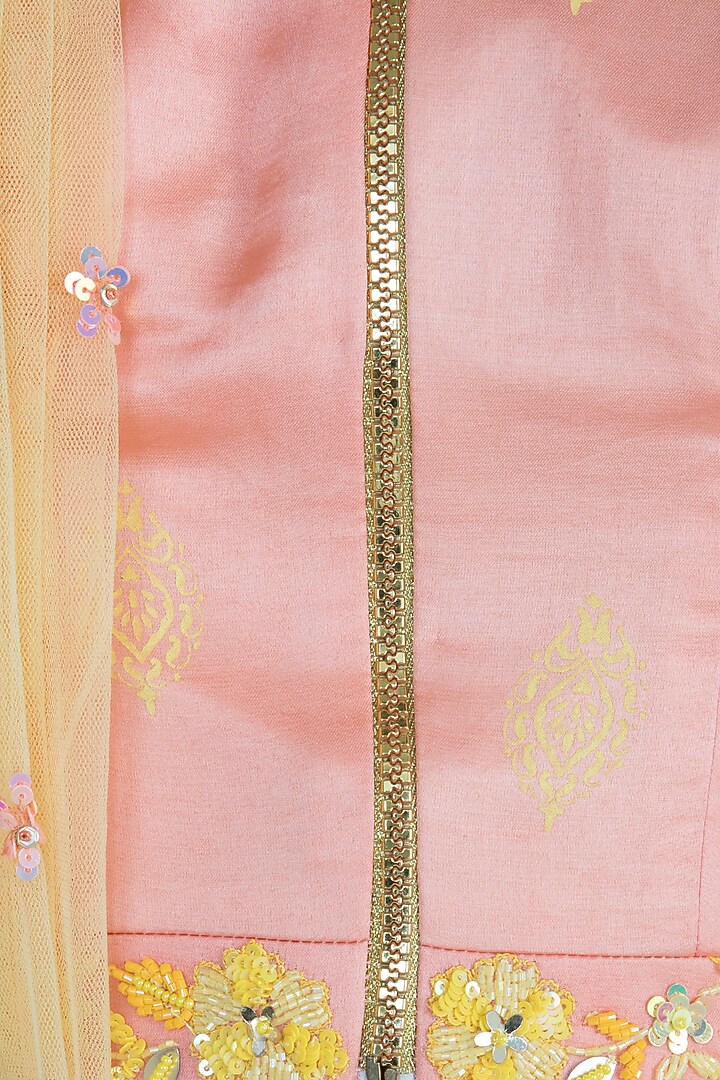 Peach Embroidered & Printed Wedding Lehenga Set by Salian by Anushree at Pernia's Pop Up Shop