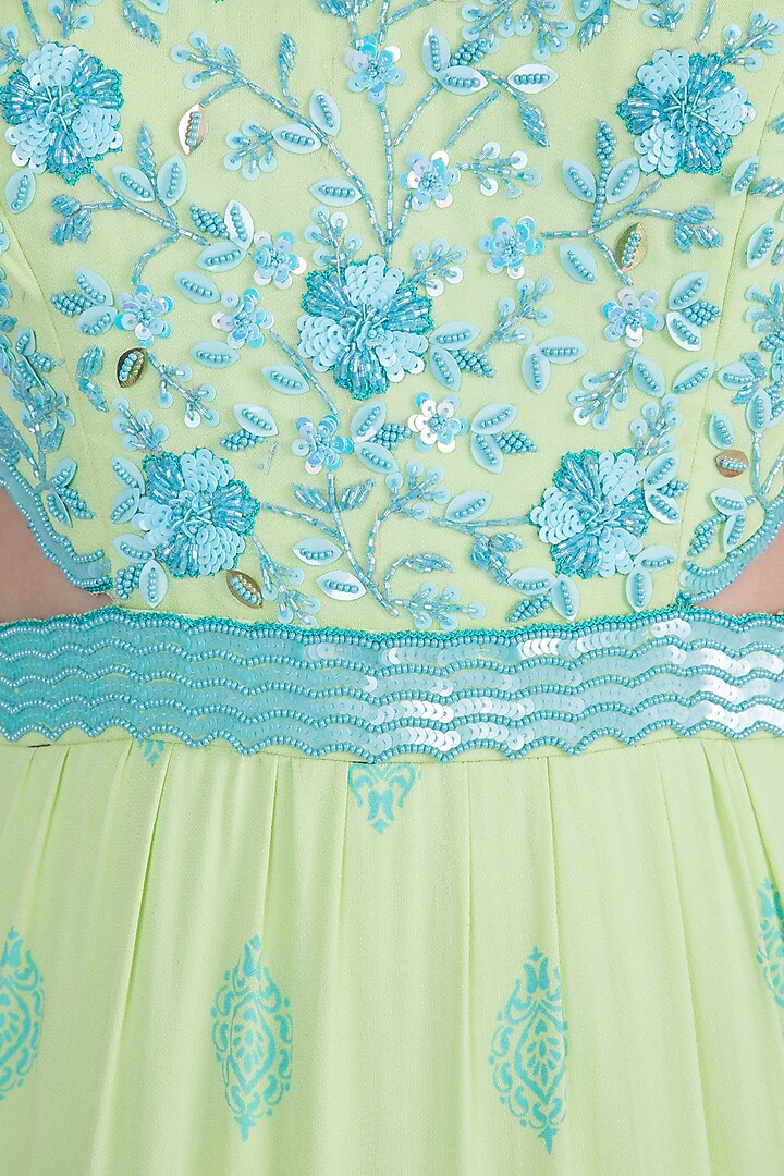 Pista Green Embroidered Wedding Anarkali Gown With Dupatta by Salian by Anushree at Pernia's Pop Up Shop