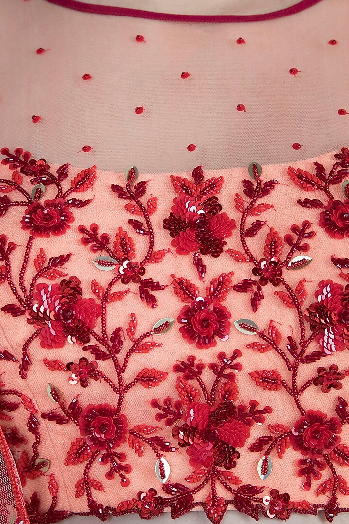 Peach Embroidered Wedding Lehenga Set by Salian by Anushree at Pernia's Pop Up Shop