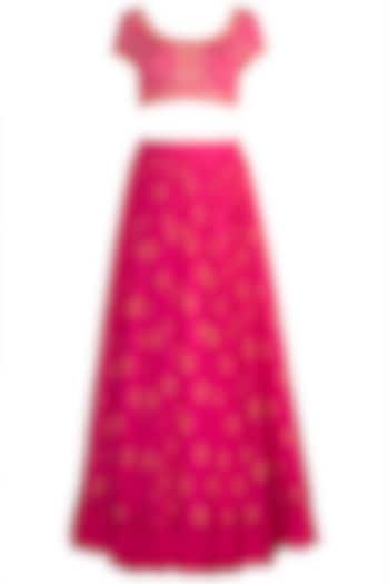 Pink Embroidered Wedding Lehenga Set by Salian by Anushree at Pernia's Pop Up Shop