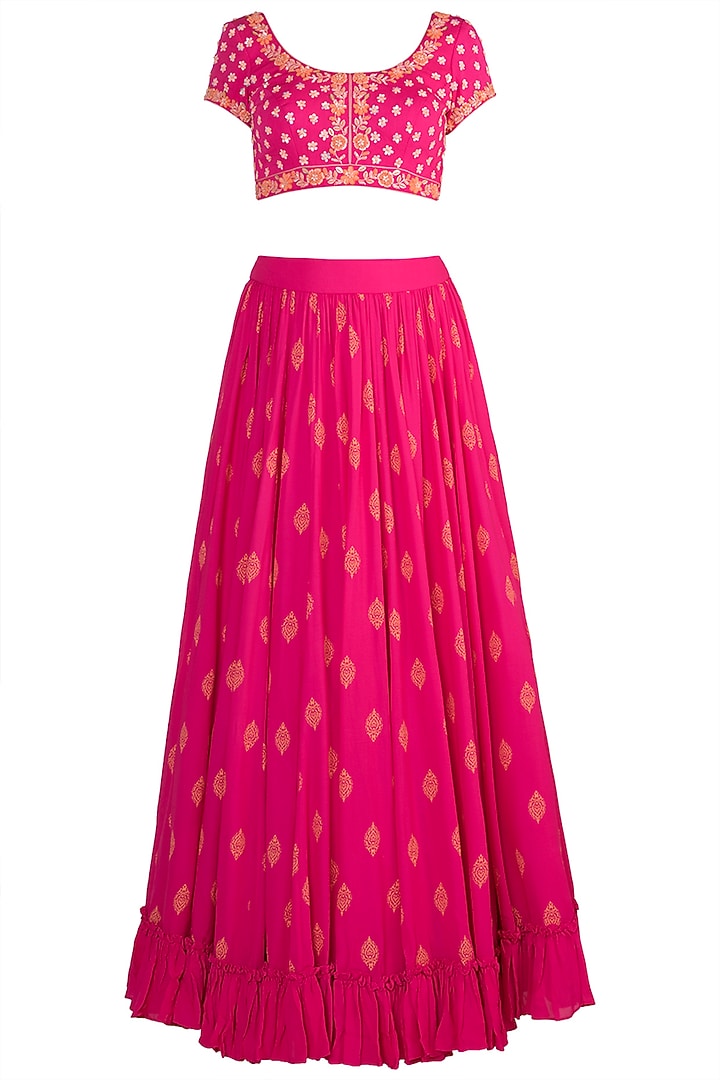 Pink Embroidered Wedding Lehenga Set by Salian by Anushree at Pernia's Pop Up Shop