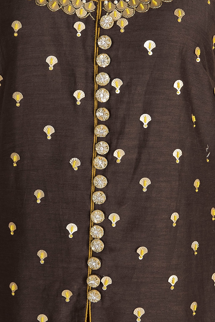 Brown & Yellow Embroidered Printed Gharara Set by Salian by Anushree at Pernia's Pop Up Shop