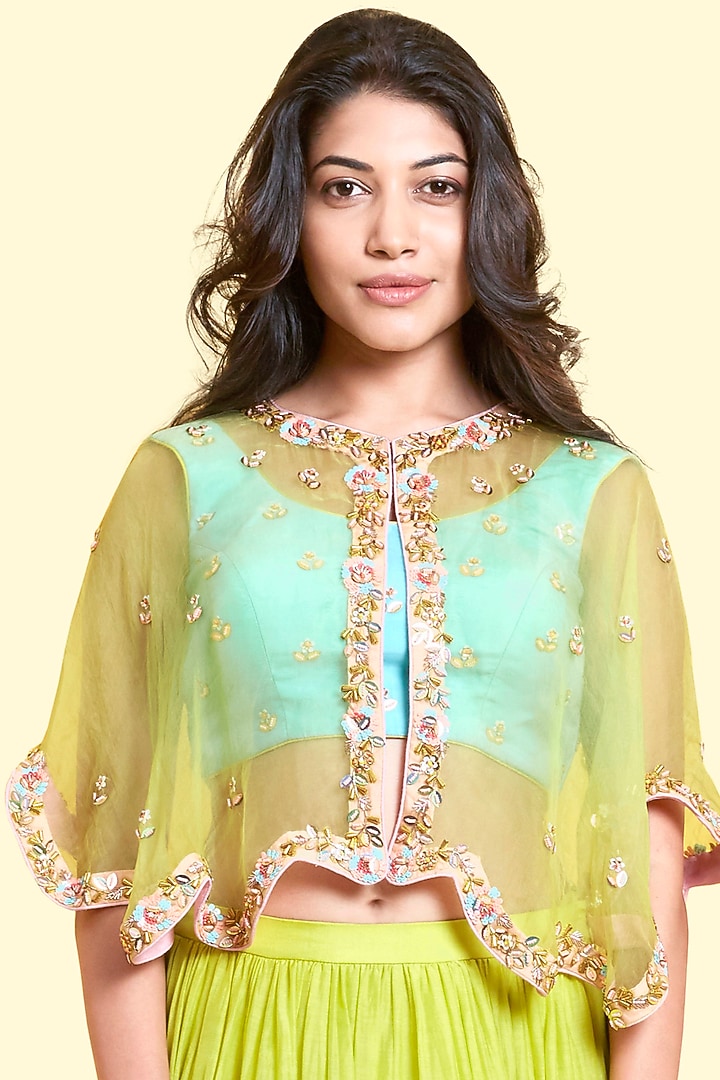 Lime Embellished Wedding Lehenga Set by Salian By Anushree at Pernia's Pop Up Shop