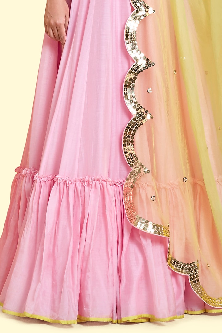 Pink Silk Voile Anarkali Engagement Gown by Salian By Anushree at Pernia's Pop Up Shop