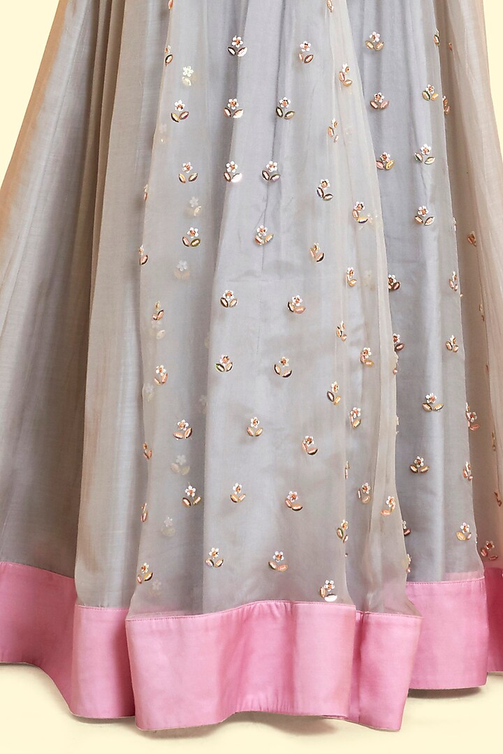 Grey Anarkali Engagement Gown by Salian By Anushree at Pernia's Pop Up Shop