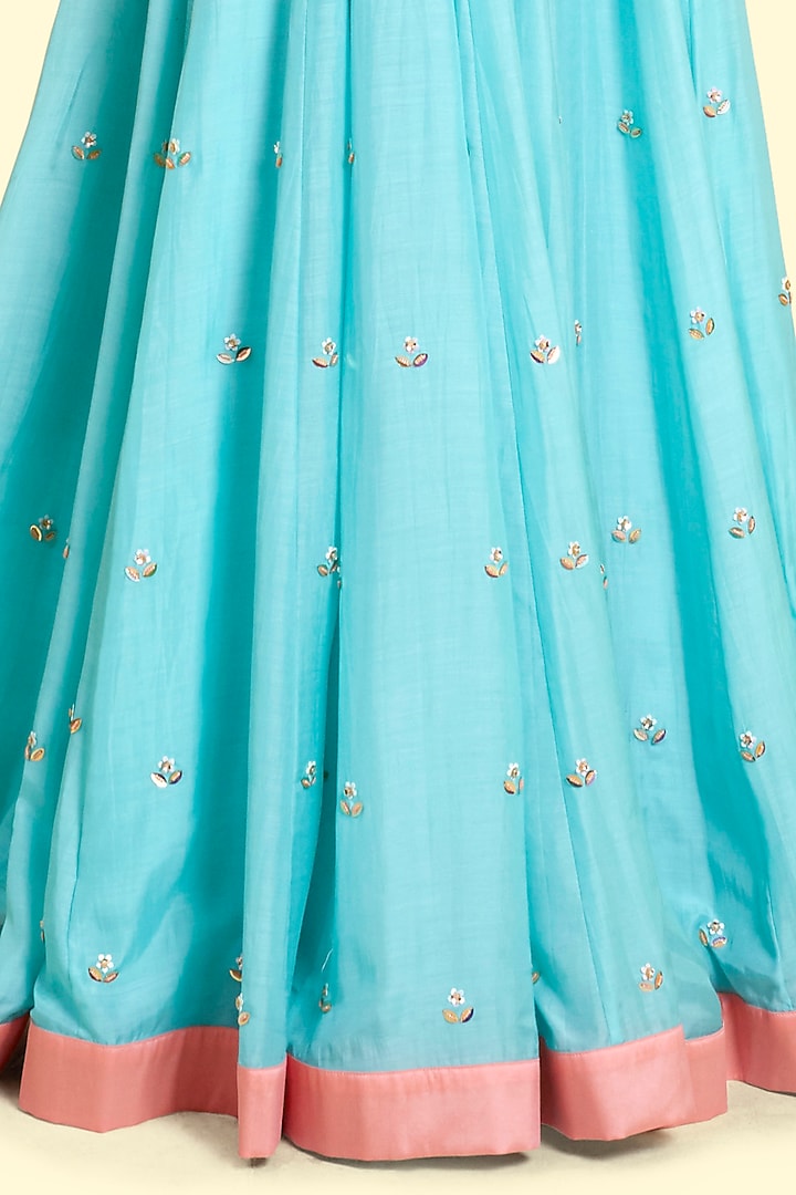 Aqua Silk Voile Anarkali Engagement Gown by Salian By Anushree at Pernia's Pop Up Shop